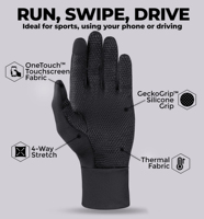 Gants de protection pour les mains noirs, coupe-vent, avec revêtement en silicone, compatibles écran tactile, pour le cyclisme, les sports d'hiver et les activités de plein air