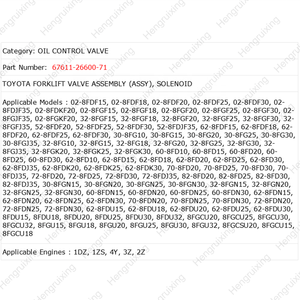 חלקי שסתום בקרת מלגזה, שסתום סולנואיד 67611-21470-71 676112147071 67611-26600-71 עבור 8FD30~35 - Product Image 6
