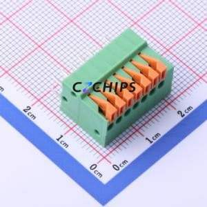 JL141V-25407GA1 Spring Terminal Block Through hole Component (THT),P=2.54mm Connector 1x7P 2.54mm Green Through Hole - Product Image 1