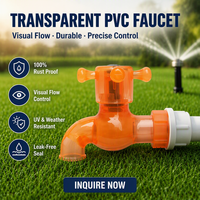 Robinet à poignée croisée en PVC transparent orange de Chine, Robinet de puisage en plastique pour l'irrigation, l'agriculture domestique et l'aquaculture, Vente en gros OEM