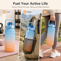 Bouteille d'eau sport CHUFENG 2L (demi-gallon) avec marqueur de temps, étui motivant, anti-fuite, sans BPA, pour extérieur et salle de sport