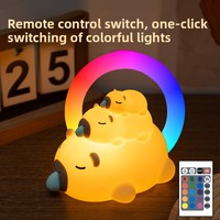 Lampe de table USB rechargeable en forme de capybara mignon, style interrupteur, en silicone souple, décoration de chambre, veilleuse pour enfants et bébés