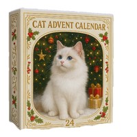 Nouvelle boîte mystère de calendrier de l'Avent de Noël parfaite pour les amoureux des chats, décoration d'arbre de Noël, pendentif en acrylique, emballage en boîte colorée