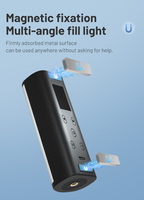 Bâton lumineux LED RGB compact magnétique pour selfie, haute fidélité des couleurs, haute luminosité, longue durée de vie de la batterie, étanche, résistant aux chocs, réglable