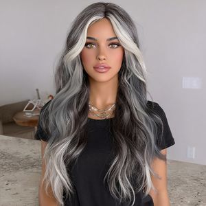 <span class=keywords><strong>Parrucca</strong></span> di moda da <span class=keywords><strong>donna</strong></span> con gradiente grigio e ondulata SMILCO <span class=keywords><strong>parrucca</strong></span> Cosplay a onda profonda con Lace-SM1623 trasparente - Product Image 1