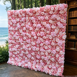 Paneles de flores de rosas blancas y rosas de tamaño grande, ideales para fondos de ceremonias de boda y decoración de espacios de recepción. - Product Image 4