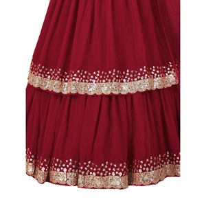 Beautiful <b>Red</b> <b>Sequins</b> Georgette Engagement Wear Lehenga Choli for Wedding Apparel - Product Image 1