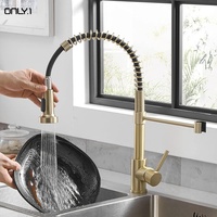 Robinet de cuisine mitigeur personnalisé avec douchette extractible à ressort, eau chaude et froide, classique, 3 trous, montage sur plan, monocommande