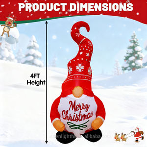 Gnomos Navideños Inflables de 4 Pies con Luces LED, Resistentes al Agua, Alimentados por CC, Decoración para Jardín y Hogar - Product Image 2