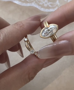 Bijoux fins sur mesure, bague en or véritable 9k 10k 14k 18k PT rose, jaune, blanc, diamant de laboratoire/pierre précieuse, fabrication en usine - Product Image 2