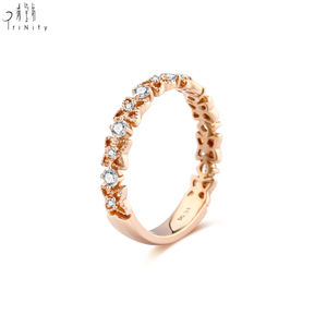 แหวนดีไซน์ผีเสื้อแบบโรแมนติกใหม่ แหวนทองคำแท้ 18K โรสโกลด์ ประดับเพชรแท้ครึ่งวง สำหรับสาวๆ ใส่ไปงานปาร์ตี้ - Product Image 5