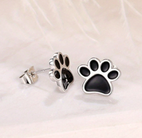 Boucles d'oreilles empreinte de patte de chien breloque mode boucles d'oreilles empreinte de patte breloques boucles d'oreilles en acier inoxydable