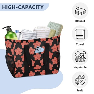 Sac de rangement utilitaire en toile à poches en maille, motif fleur de hau rose hawaïenne, design personnalisé, grand format, sac de rangement pour linge Aloha - Product Image 5