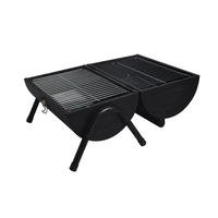 Fourneau portable miniature pour le camping en plein air, petit barbecue rond en acier au charbon de bois, chromé, 41Lx28Wx38Hcm