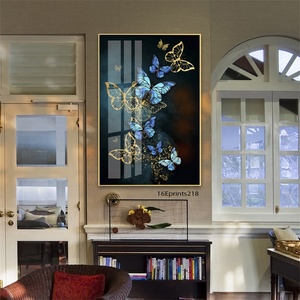 <span class=keywords><strong>Arte</strong></span> colgante para pared, pinturas de cerámica de vidrio impresas con marco de aluminio dorado, pintura de porcelana de cristal, nuevo - Product Image 3