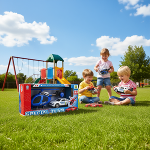 Set de Juguete de Plástico de Helicóptero y Coche de Equipo Especial con Luces y Sonidos a Pilas para Niños de 3+ Años - Product Image 3