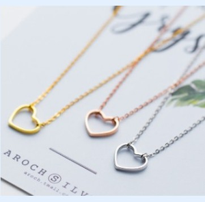 Kalung Liontin Hati Berongga Klasik Perhiasan Perak Sterling 925 Kalung Choker untuk Hari Valentine - Product Image 2