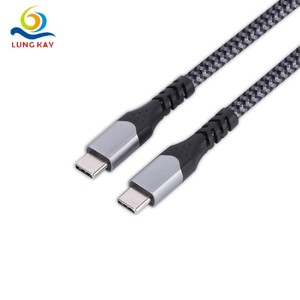 Cable de datos USB Lung Kay tipo C a C Gen2 5A 10Gb PD100W con malla trenzada gris plateado - Product Image 1