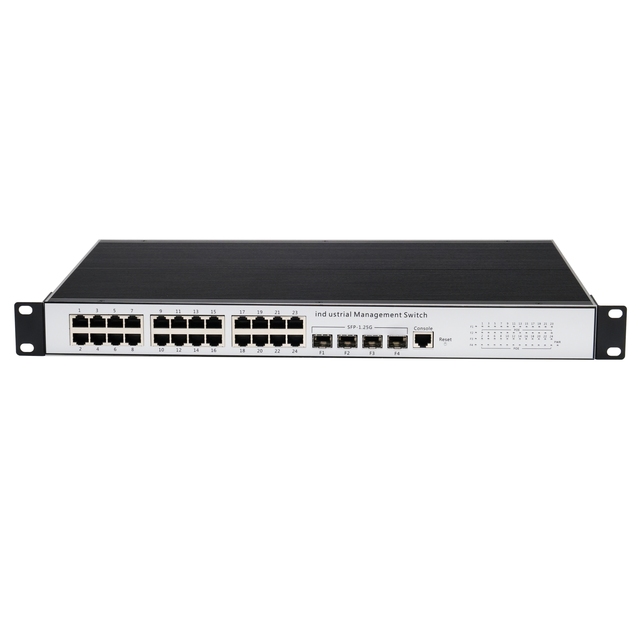 L2+ Managed Industrial POE Switch 24Port Gigabit 4 SFP 380W POE with QoS VLAN Support and Stackable