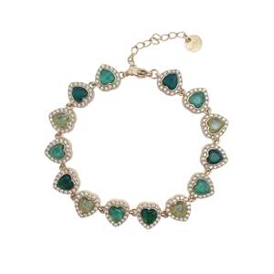 Heart Shape <b>Crystal</b> Rhinestone <b>Bracelet</b> PVD Gold Plated 316L Stainless Steel Sustainable Resistant Romantic Gift Fashion Jewelry - Product Image 1