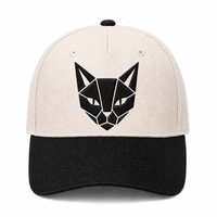 Casquette de baseball brodée Chat Noir, Couronne Crème, Visière Noir Mat, Unisexe, Streetwear, Vente en Gros