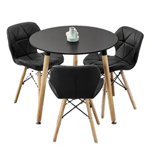 Luxury Design Contemporary Round Wooden Table MDF Plywood Dining Furniture Table Set