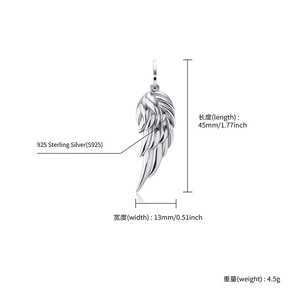 인기 판매 맞춤형 925 실버 깃털 펜던트 힙합 목걸이 액세서리 남녀 공용 펜던트 액세서리 - Product Image 3