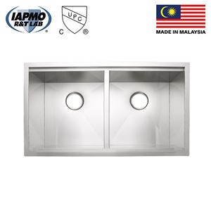 Tazón Rectangular de 33 pulgadas hecho a mano, diseño moderno, estación de trabajo, fregadero de cocina de tres tazones, acero inoxidable 304, un solo orificio, - Product Image 3