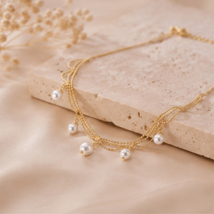 Elegant Pearl Layered Choker <b>Necklace</b> for Women Gold Plated Bridal Wedding Jewelry Fashion <b>Statement</b> <b>Necklace</b> - Product Image 1