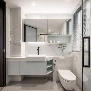 Luxury Triangular Corner <b>Vanity</b> Bathroom Cabinet Set <b>Vanity</b> with Mirror and Basin - Product Image 5