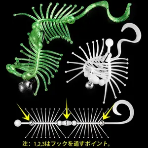 สปินโปเลอร์เหยื่อตกปลา TPR ลอยน้ำได้ใช้งานได้หลากหลายขนาด13ซม. เหยื่อหนอนเต้นยูวีเหยื่ออ่อนกลิ่นกุ้งน้ำเค็มเหยื่อปลอม - Product Image 3