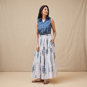 Modern Style Woven Floral Print Boho Knee-Length <b>Dress</b> Short Sleeve A-Line <b>Elastic</b> Waist Cotton Bamboo Fiber Regular All Seasons - Product Image 2