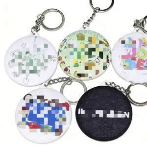 High Quality DIY Making Blank Mirror Keychain Button Badge Tinplate Material Button <b>Keyring</b> - Product Image 5