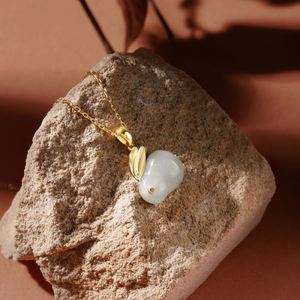 Dylam Elegance Chinese Style Collection <b>Solid</b> Sterling Silver Rhodium 18K <b>Gold</b> Plating Hetian Jade <b>Pendant</b> Necklace for Women - Product Image 6