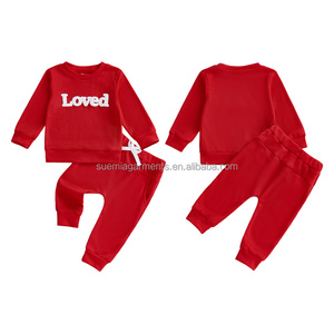 Conjunto de Ropa Infantil con Bordado Personalizado de Bajo Pedido Mínimo, Sudadera con Bordado de Letras para el Día de San Valentín, Pantalones Deportivos, Ropa de Otoño - Product Image 6