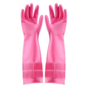 FaSoLa Household Gloves Thickened Latex Rose Red 38cm Waterproof Dishwashing Gloves - Product Image 2