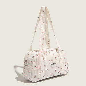 Floral White Women's Summer Fashion Single Strap <b>Shoulder</b> <b>Bag</b> <b>Large</b> Capacity Zippered Underarm Polyester Lining - Product Image 2