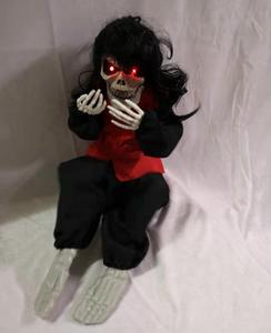 Decoración de Halloween 6 'Colgante de tamaño real Iluminado Goblin Calabaza Hombre Voz espeluznante Decoración de utilería de Halloween con cara brillante - Product Image 6