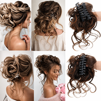 Extensions de cheveux synthétiques à pince pour queue de cheval, chignon désordonné pour femme