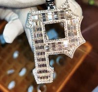Collier pendentif en diamant de luxe Hip Hop en argent sterling 925 D couleur VVS Baguette Moissanite avec breloques lettre P personnalisées