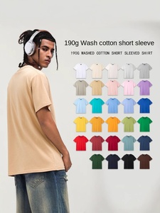 Camiseta de punto de algodón 100% de 190 g, cuello redondo, corte holgado, informal, talla estándar europea, manga corta, anti-bolitas, para hombre - Product Image 2