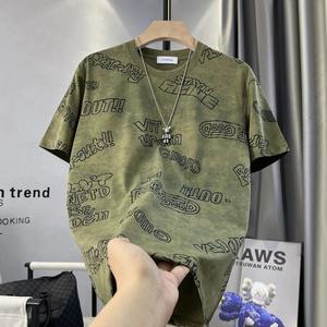 Camiseta Casual de Verano para Hombre Chao <span class=keywords><strong>Lun</strong></span> Bu, Manga Corta, Mezcla de Algodón, Corte Holgado, Estampado Tie-Dye con Letras - Product Image 3