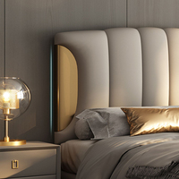 Lit Queen moderne de haute qualité, mobilier de chambre à coucher de luxe léger, lit double en cuir microfibre, lit King Size 1,8 m