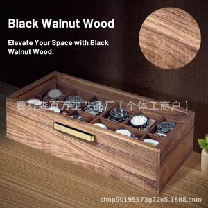 Black Walnut Wood <b>Watch</b> Box Rectangular Flip Top Solid Wood Integrated Display Jewelry Storage <b>Case</b> - Product Image 1