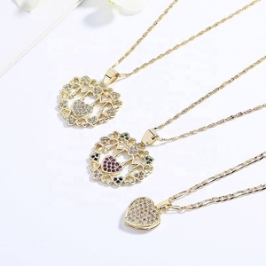 Collar con Colgante de Corazón Romántico, Regalos para el Día de San Valentín y el Día de la Madre, Moderno, de Latón, Chapado en Oro de 18K, con Circonita, para Mujer - Product Image 1