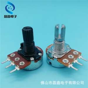 โพเทนชิโอมิเตอร์แบบหมุน Wh148 B500K 1 ช่อง แกนแบบมีร่องเกลียว M6x0.75 ด้ามจับพลาสติก - Product Image 2