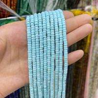 Perles d'espacement carrées plates en turquoise bleue naturelle 2x4mm, turquoise blanche, marque Tactful, pour la fabrication de bijoux, vente en gros