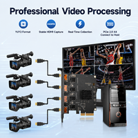 PCIe Internal 4CH HDMI Video Capture Card 4K*30Hz Input 1080P*60Hz YUY2 Format 20Gbps Bandwidth for Windows Mac Linux