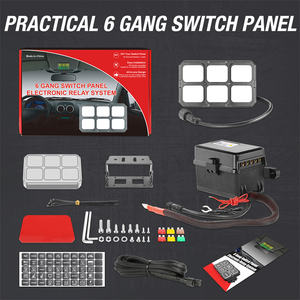 6 interruptores Headliner Mount Fondo verde Sistema de relé de luz Panel de interruptores 12V - Product Image 2