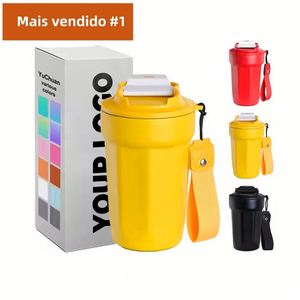 Professional 450ml Insulated Double Wall Coffee Travel Mug Reusable Stainless Steel Belly <b>Cup</b> Leak-proof Lid Rope 350ml Tumbler - Product Image 1